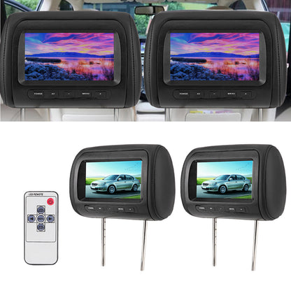 2pcs 7 in Wireless Control Adjustable Headrest LCD Video Monitor MP5 Display Black