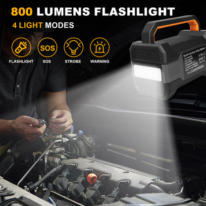 Car Jump Starter with Air Compressor,5000A Paek 20000mAh Car Battery for 8L Gas/7L Diesel Engine, 12V Jump Box Battery Jumper with 150 PSI Tire Inflator Air Pump & LED Light