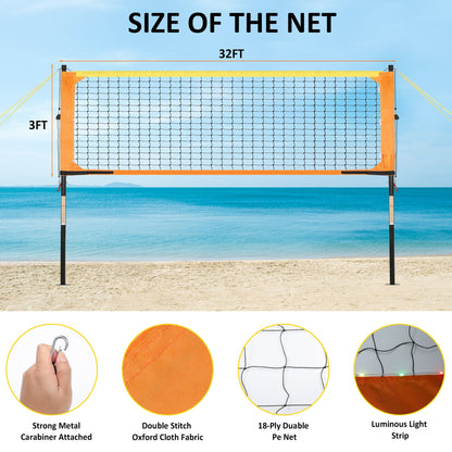 Crtynell Heavy Duty Volleyball Net Outdoor with Anti-Sag System, Adjustable Aluminum Poles, Professional Volleyball Nets Set for Backyard and Beach, Volleyball and Carrying Bag