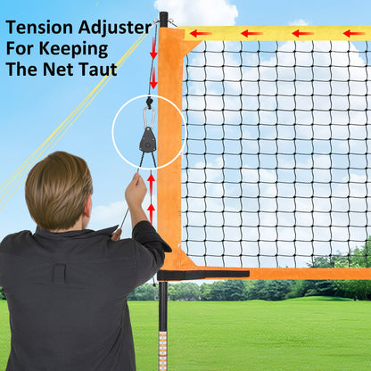 Crtynell Heavy Duty Volleyball Net Outdoor with Anti-Sag System, Adjustable Aluminum Poles, Professional Volleyball Nets Set for Backyard and Beach, Volleyball and Carrying Bag