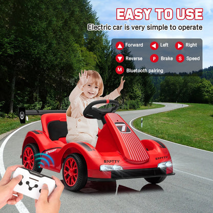 12V Electric Car Go Kart for Kids, Ride on Cars with Remote Control for Boys Girls,Children Vehicle Toy Gift