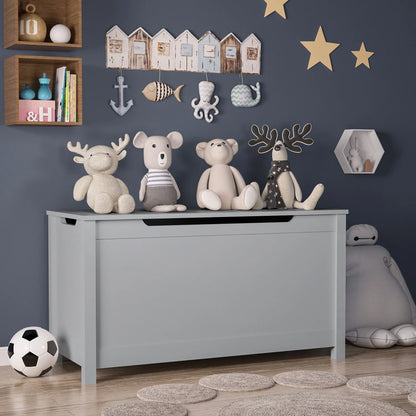 Toy Box Storage,Gray Toy Chest for Boys Girls, Wooden Storage Bench Seat with Safety Hinge Lid, Kids Toy Box Organizer, Modern Storage Furniture for Entryway, Living Room, Bedroom, Grey