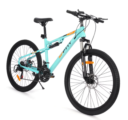 SPPTTY 26" Mountain Bike,Full-Suspension 21 Speed Drivetrain, Disc Brakes,Bicycle for Men Women Black