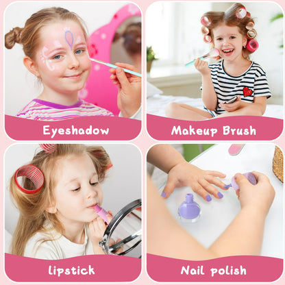 Washable Children Makeup Set for Little Girls Birthday Christmas Gift Toy Makeup Toys for 4 5 6 7 8 9 10 Years Old Girls (13 Pcs)