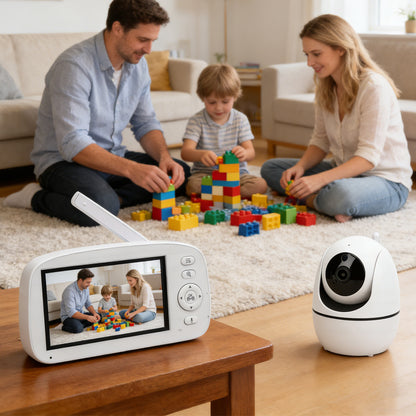 Baby Monitor No WiFi Upgrade with Camera and Audio 5 Inch LCD Screen 720P with 360° Pan Tilt 2X Zoom Night Vision 35hrs Standby Time for Multi Room Monitoring