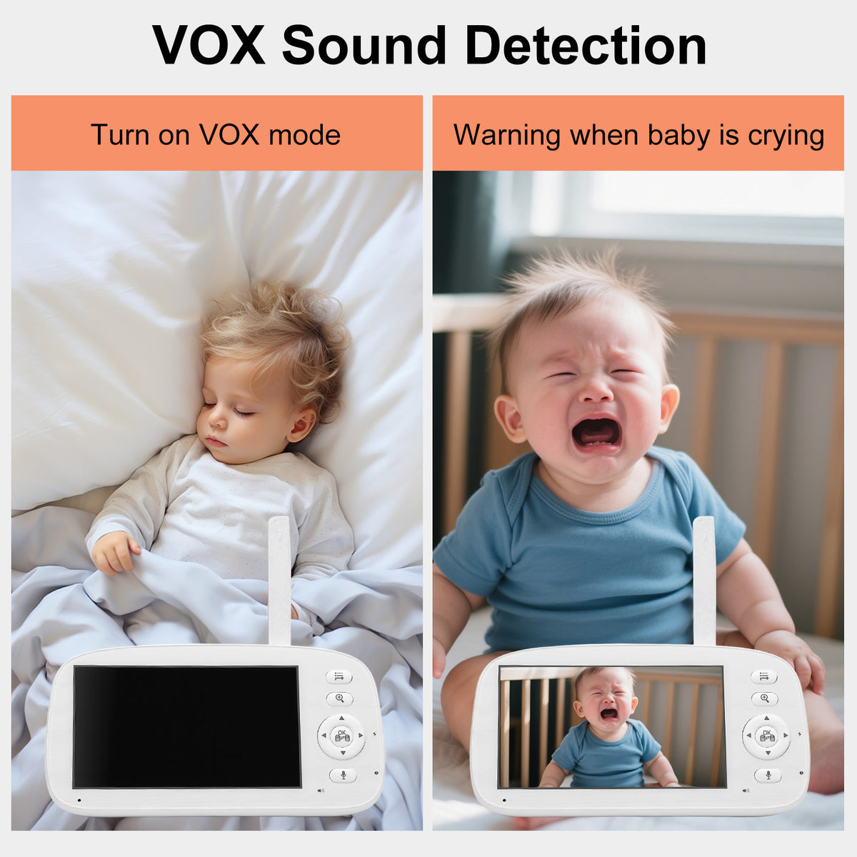 Baby Monitor No WiFi Upgrade with Camera and Audio 5 Inch LCD Screen 720P with 360° Pan Tilt 2X Zoom Night Vision 35hrs Standby Time for Multi Room Monitoring