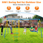 6 in 1 Swing Sets for Outside,A-Frame Swing Set with Monkey Bars,3 Swing,Climbing Frame,Basketball Hoop