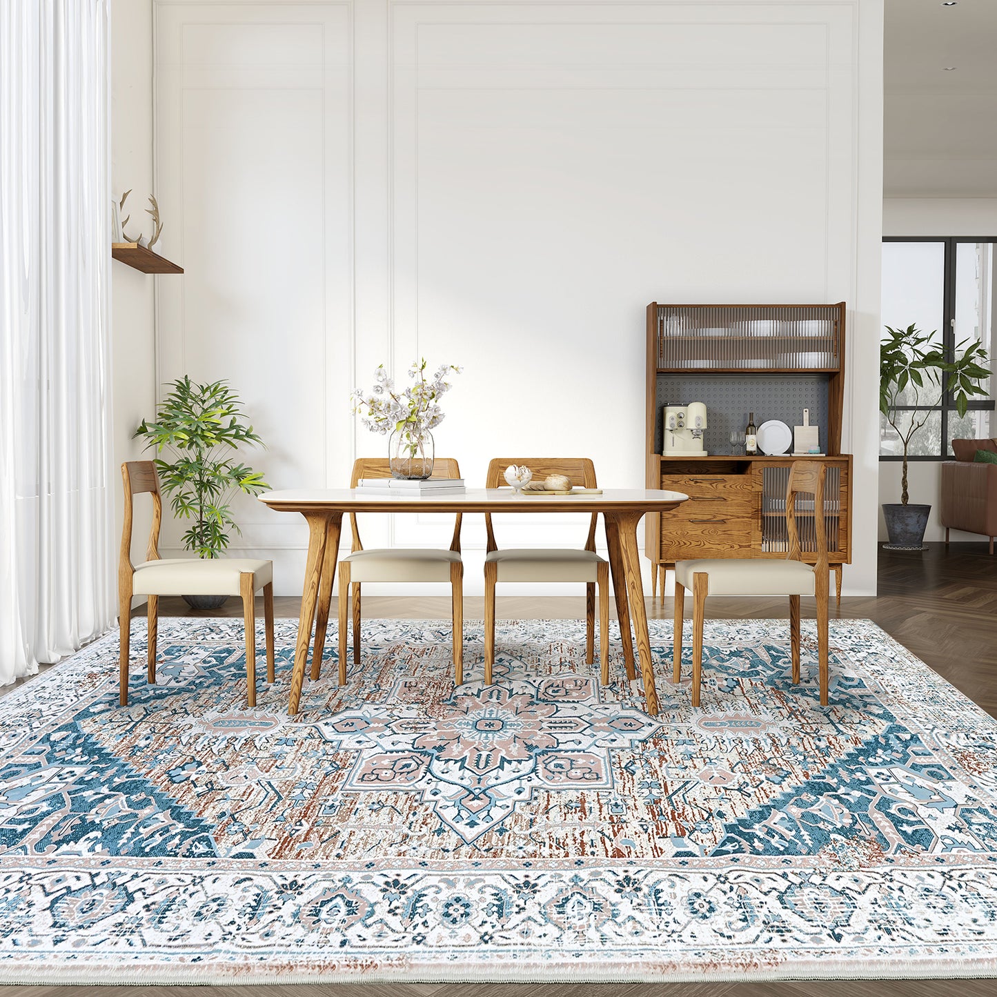 DOMQGA 5'x7' Area Rugs Modern Stylish Large Machine Washable Rugs for Living Room,Dining or Bedroom Foldable Home Decor Soft Nonslip Carpet