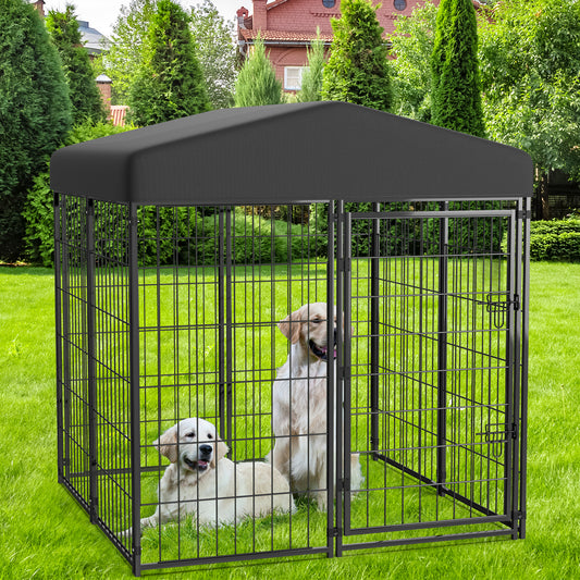 Large Outdoor Dog Kennel,4ft x 4ft x 4.5ft Heavy Duty Dog Cage Playpen with Waterproof UV-Resistant Cover and Lock,Black