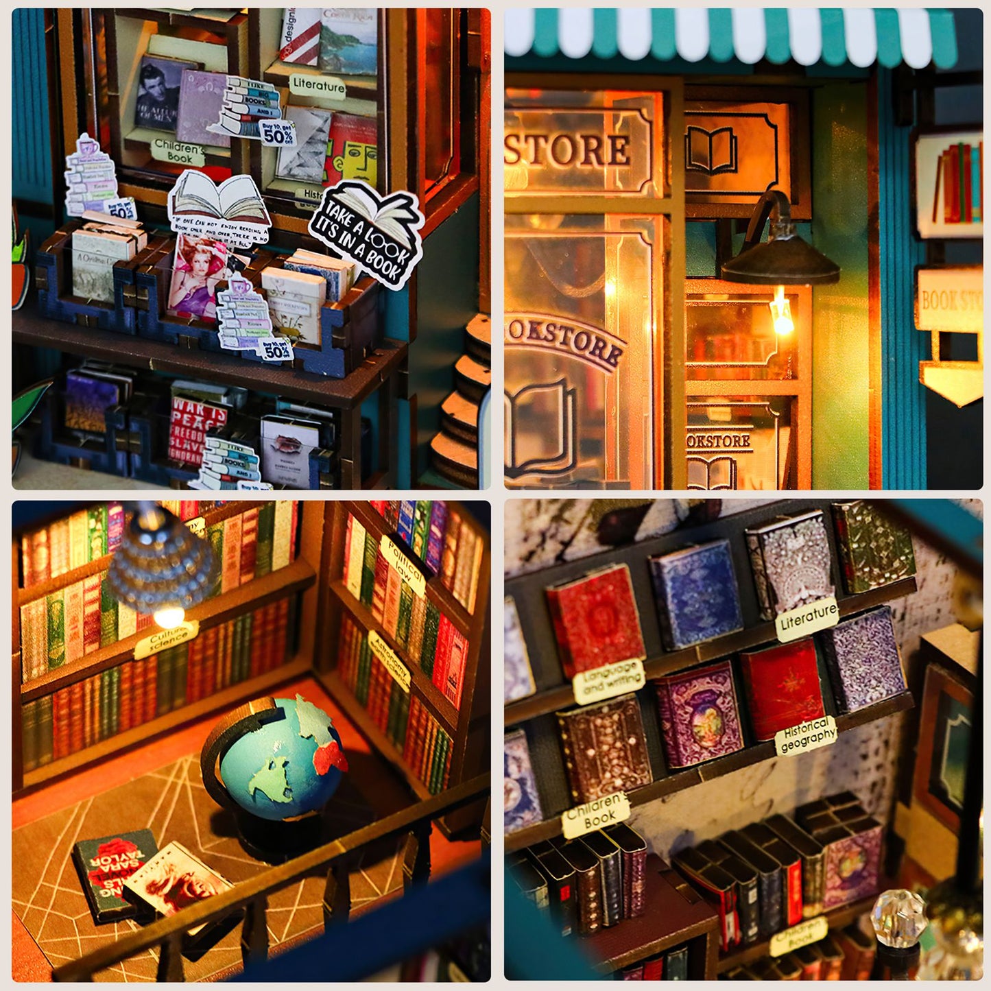 DIY Miniature Dollhouse Kit, Book Nook Kit DIY Miniature House, Wooden Dollhouse Kit, Best Birthday and Christmas Gifts for Women and Girls (Soul Bookstore)