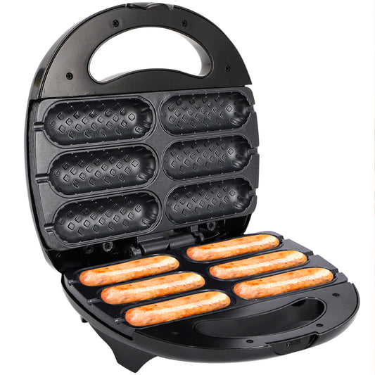 Corn Dog Waffle Maker,850W Hot Dog Waffle Machine with Non-stick Coating Plate, 6 Corn Dogs Maker Toaster Make,Black