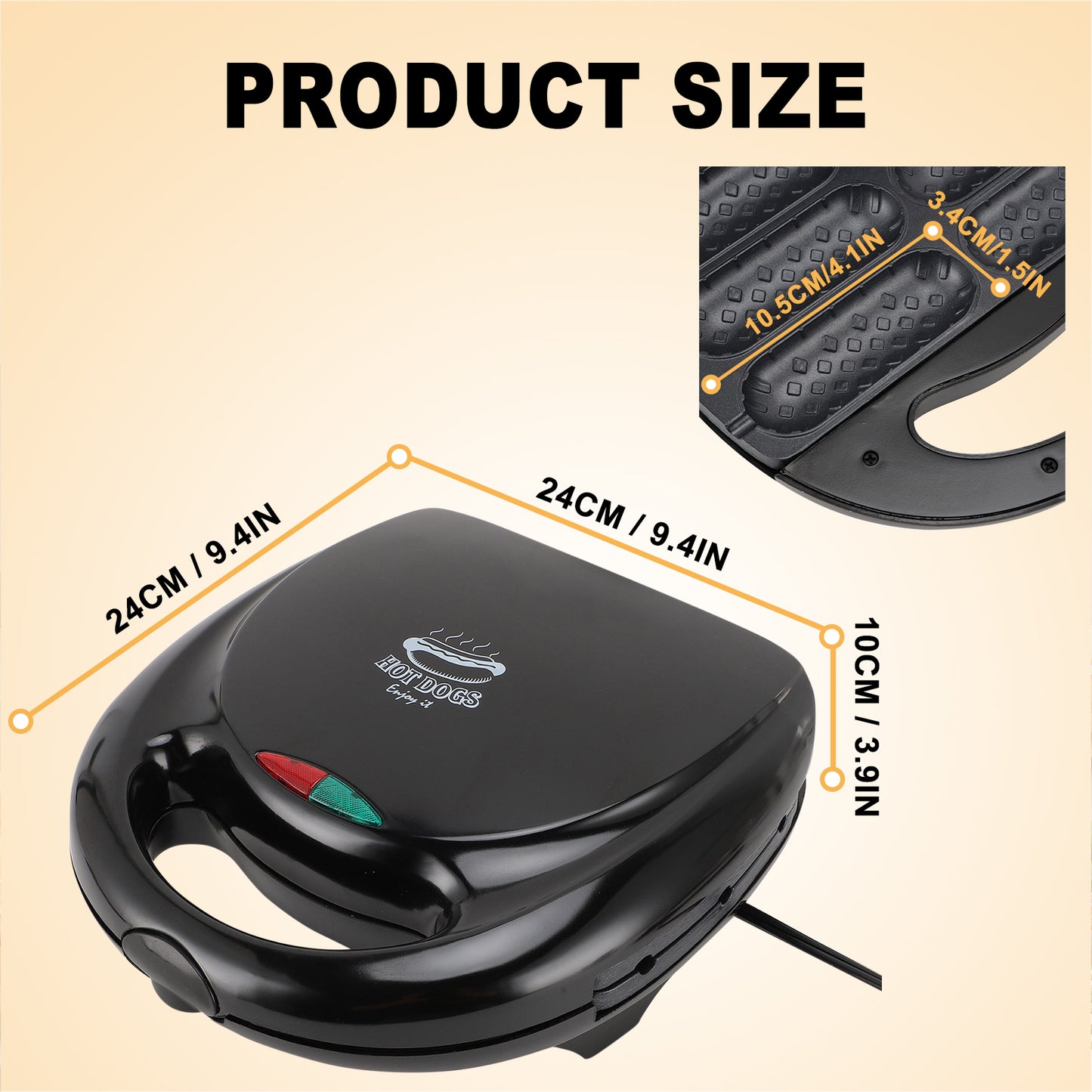 Corn Dog Waffle Maker,850W Hot Dog Waffle Machine with Non-stick Coating Plate, 6 Corn Dogs Maker Toaster Make,Black