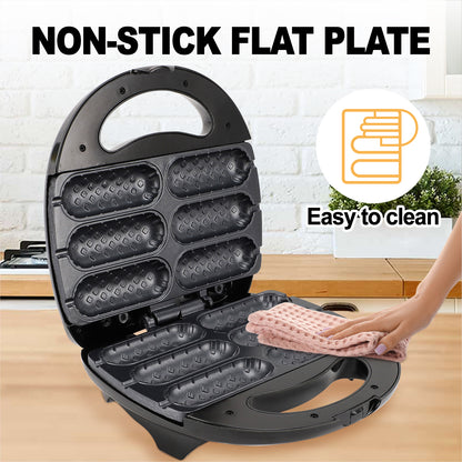 Corn Dog Waffle Maker,850W Hot Dog Waffle Machine with Non-stick Coating Plate, 6 Corn Dogs Maker Toaster Make,Black