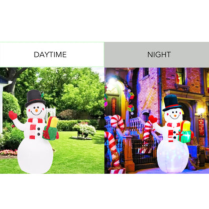 5ft Christmas Inflatable Snowman with Gift Box, Blow Up Christmas Decoration with LED Lights for Holiday Garden Decorations