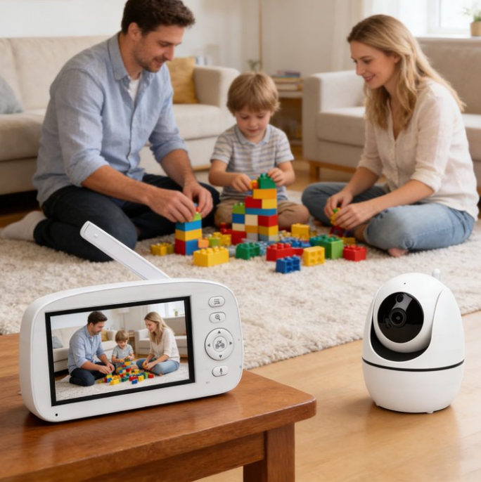 Baby Monitor No WiFi Upgrade with Camera and Audio 5 Inch LCD Screen 720P with 360° Pan Tilt 2X Zoom Night Vision 35hrs Standby Time for Multi Room Monitoring