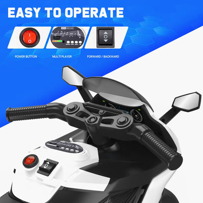KALNUR 12V Motorcycle for Kids, Electric Motorcycle with 3 Wheels&Music ,Ride on Toys for Boy Girl
