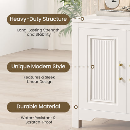 LAFGUR Buffet Sideboard Cabinet,Wood Kitchen Storage Cabinet with Adjustable Shelves,Modern Farmhouse Coffee Bar Cabinet for Kitchen, Dining Room, White