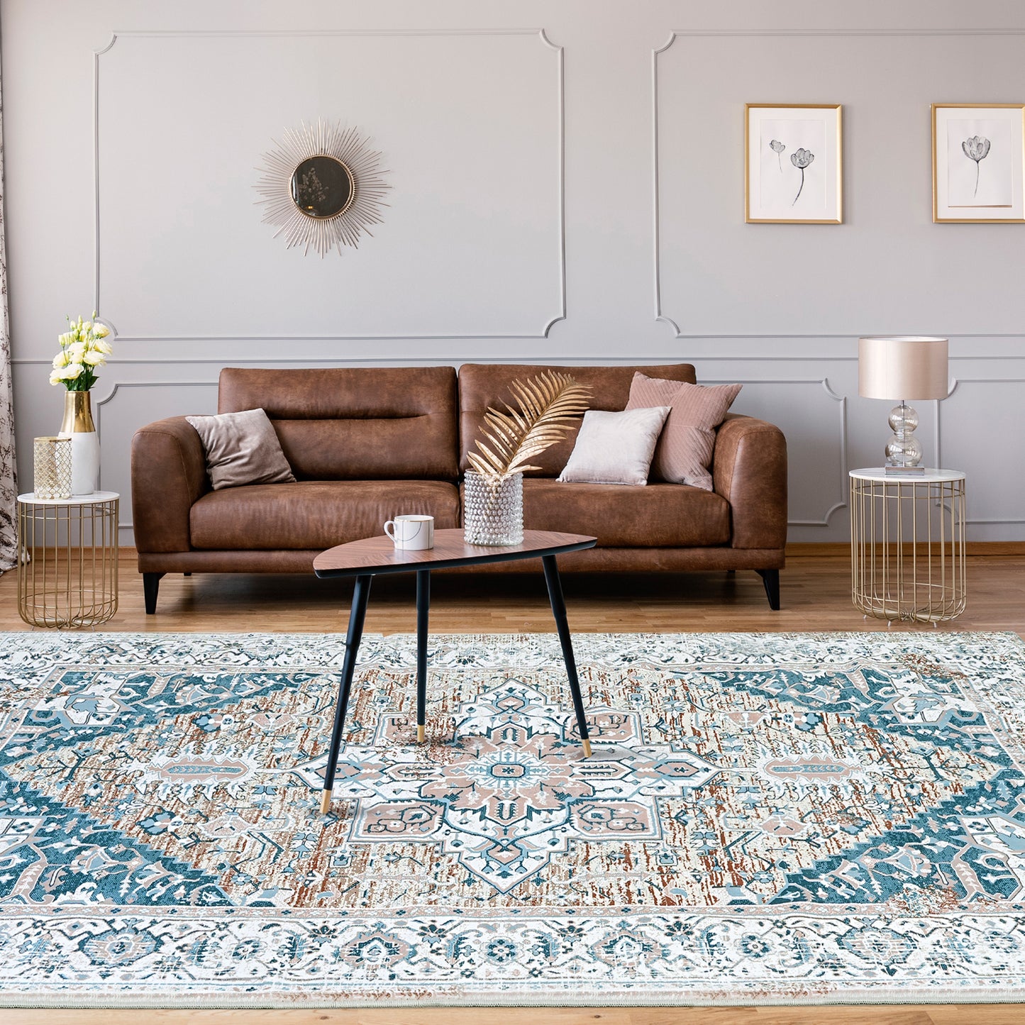 DOMQGA 5'x7' Area Rugs Modern Stylish Large Machine Washable Rugs for Living Room,Dining or Bedroom Foldable Home Decor Soft Nonslip Carpet