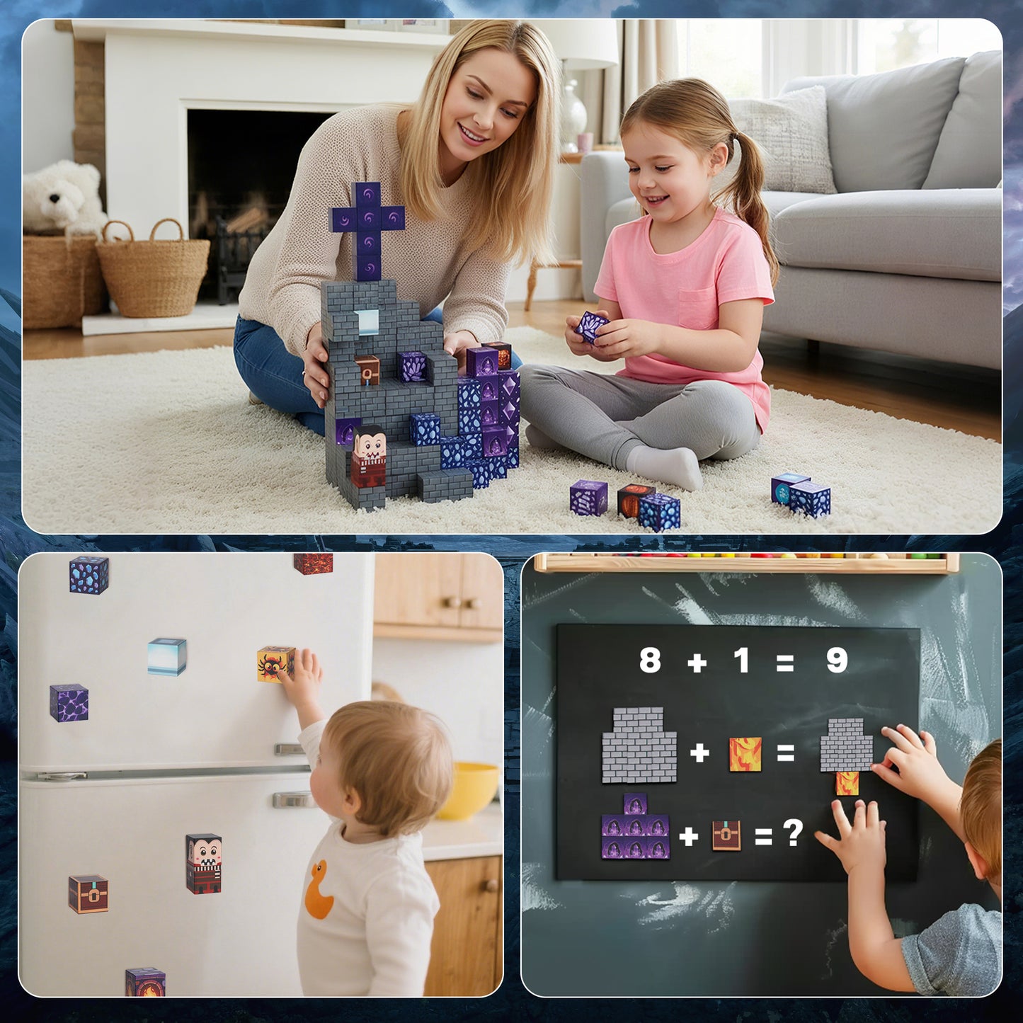 Crtynell 100PCS Magnetic Blocks - Build Lava Cave World Set for Boys & Girls Age 3-5 6-8, Sensory Toys for Toddlers Birthday Christma Gifts for 3+ Years Old Girls Boys