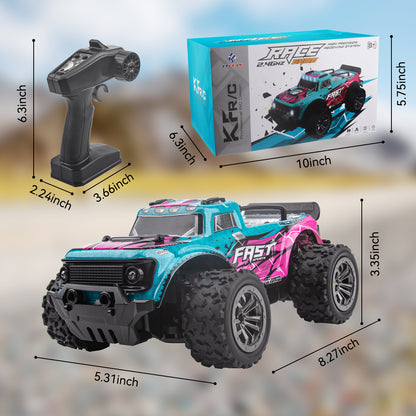 DOMQGA Remote Control Car for Boys Girls,1:20 Off Road RC Car with Cool Lights,2.4 GHz RC Monster Truck All Terrains Electric Toy Car with 2 Rechargeable Batteries