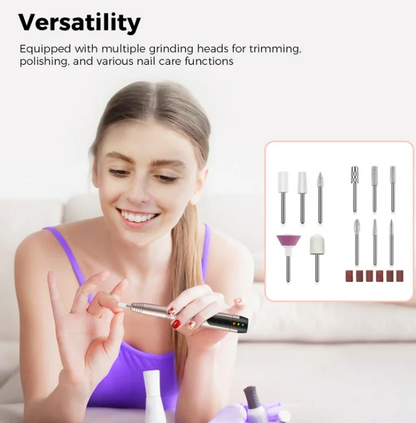 Portable Electric Nail File with 11 Nail Drill,Manicure Pedicure Polishing Tools for Home Salon Use