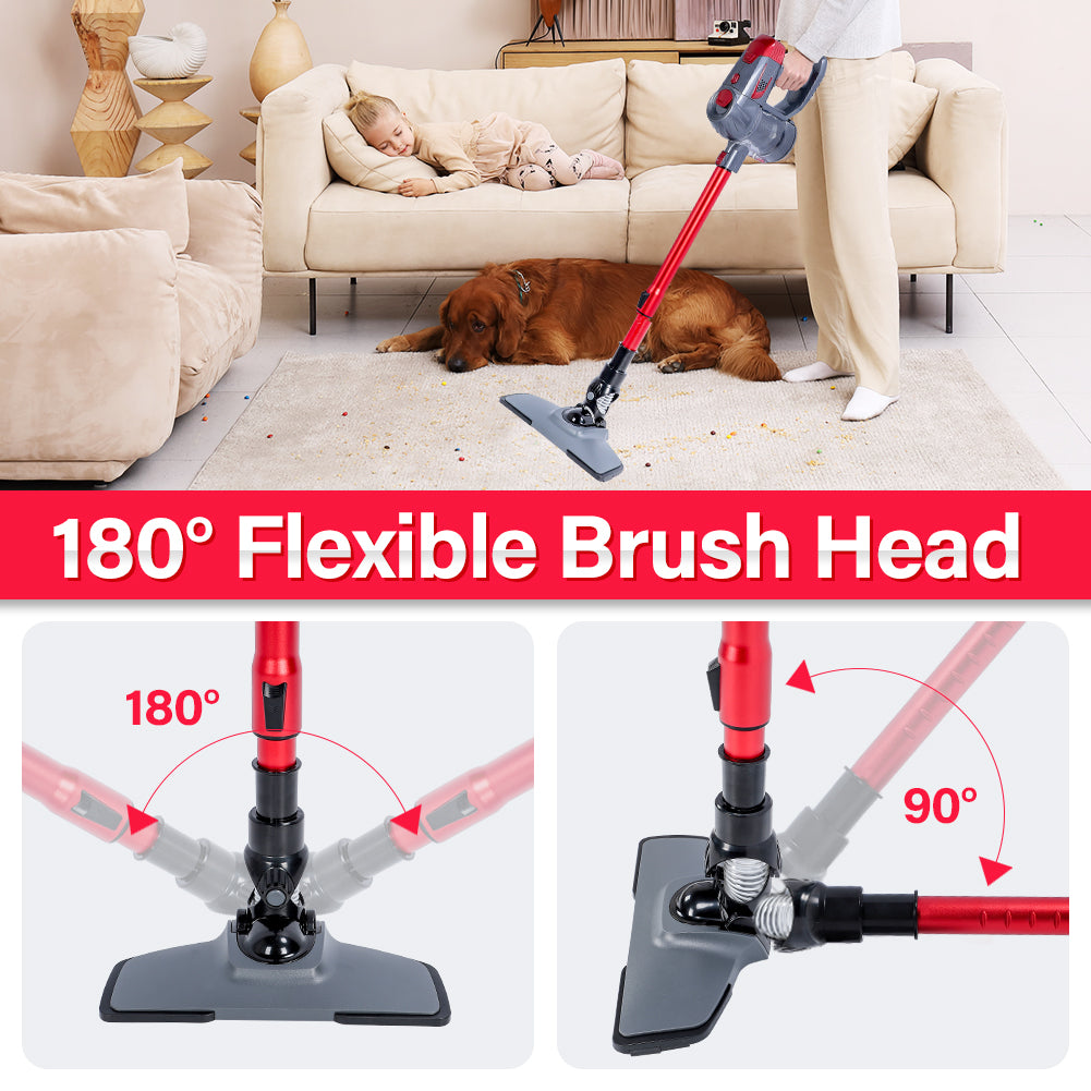 Cordless Vacuum Cleaner, Stretchable 9 In 1 Stick Vacuum with Mite Removal Brush, 15KPA Powerful Suction Vacuum with 2200mAh Detachable Battery & Wall Hanging Holder