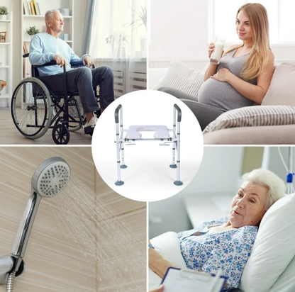 AMONSEE Raised Toilet Seat with Handles 400lbs, Adjustable Safety Toilet Chair for Elderly, Pregnant and Handicap
