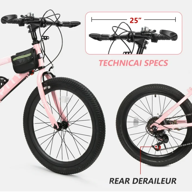 SPPTTY 20-24 inch Bike,6-Speed Mountain Bike for Men Women Boys Girls,Comfort Saddle,Yellow