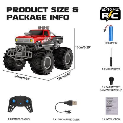 Amphibious RC Car 2.4GHz 1:16 All Terrain Waterproof Monster Truck & Boat for Kids, Perfect Christmas Gift for Boys Girls