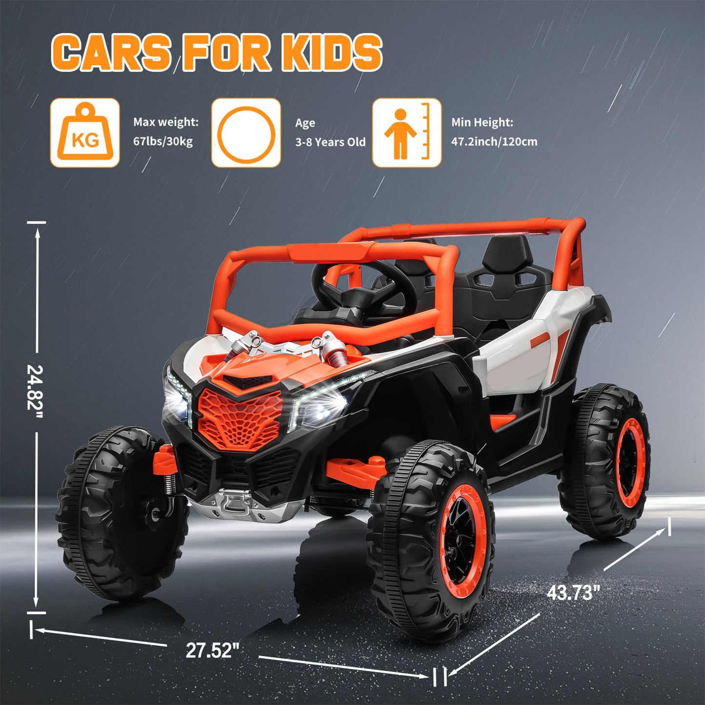 24V Ride on Toys with Remote Control,4WD Ride on Car for Kids, Electric UTV with PU Leather 2 Seater,3-8Years