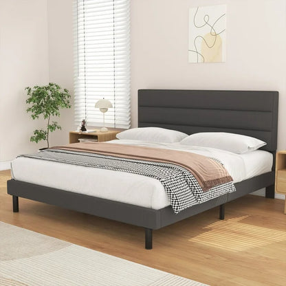 Bed Frame, LAFGUR Full Size Platform Bed with Fabric Upholstered Headboard, Full-6323412484