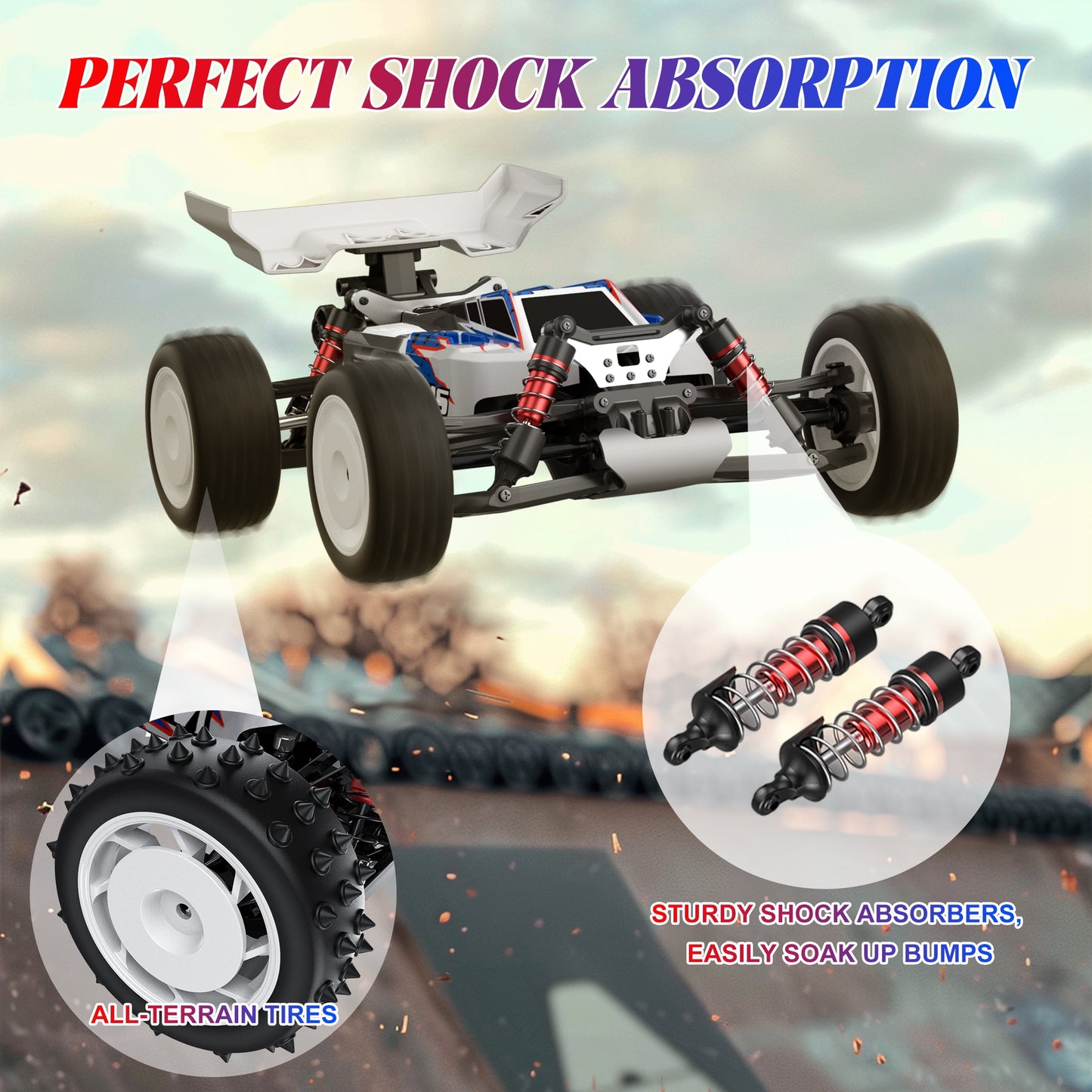 Fast RC Cars Max 55+KMH Remote Control Car for Boys Adults Off-Road RC Truck 1:16 4WD RC390 Motor 2.4G High Speed Racing Car Toy for Kids, 2 Batteries