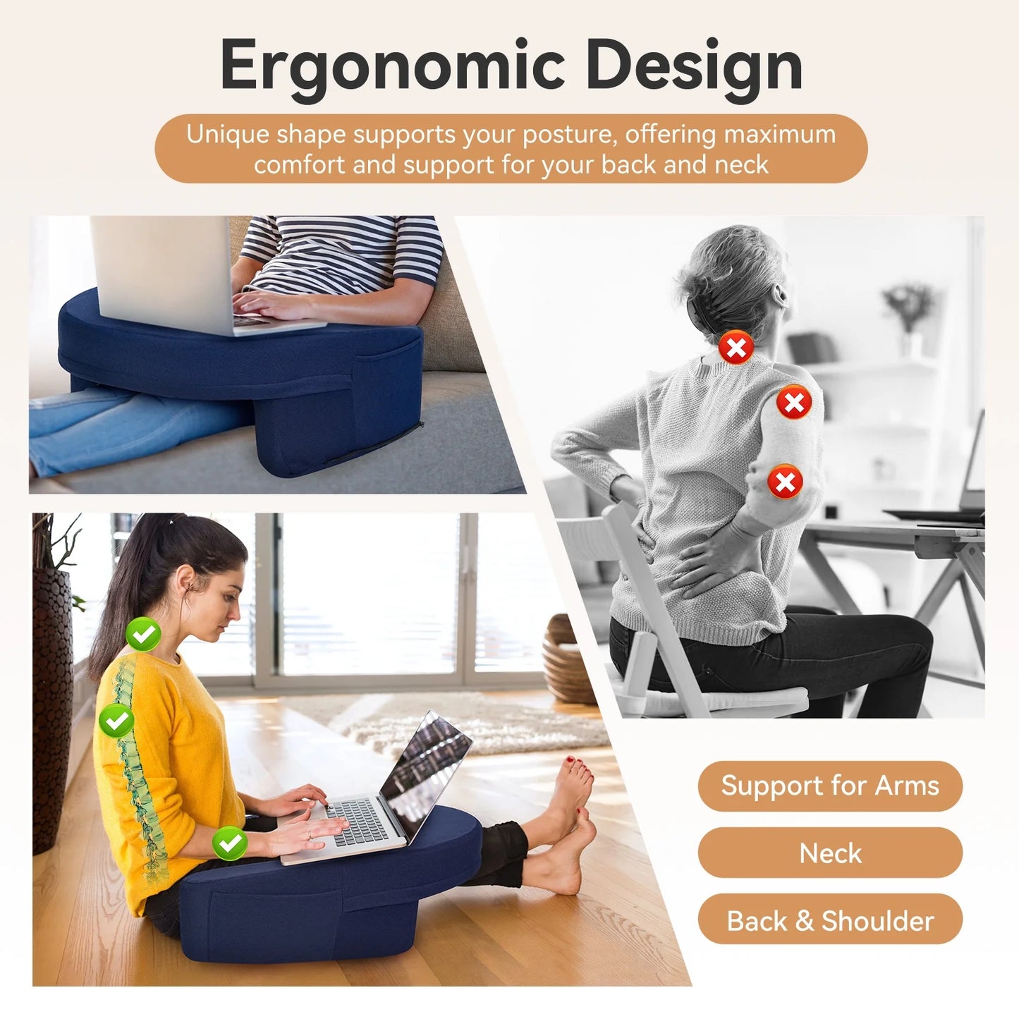 Reading Pillow for Gaming,Pillows for Sitting up in Bed,Large Pillow with Arms for Working