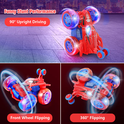 DOMQGA RC Stunt Car,2.4GHz Remote Control Car for Kids Wheels Lights & 360° Flips,for Boys Girls Birthday Gift