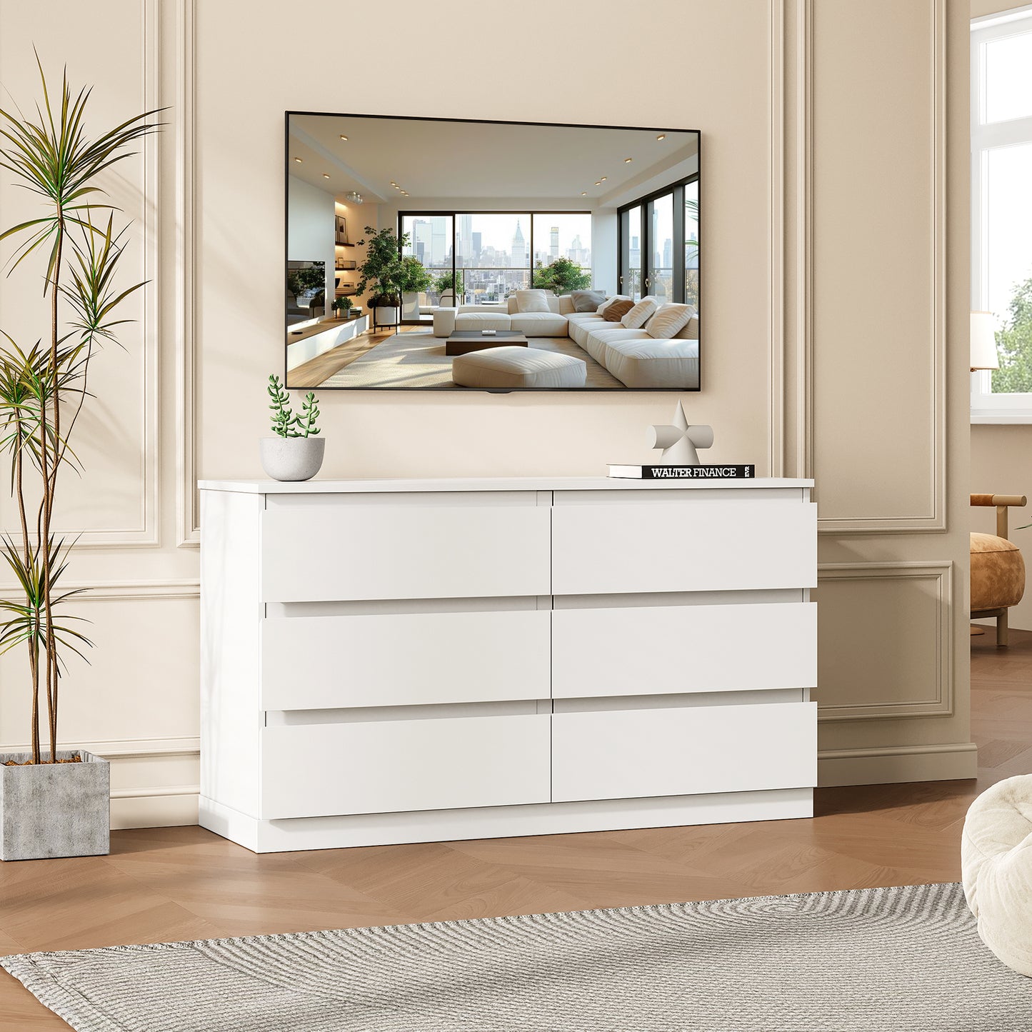 white dresser with deep drawers FOTOSOK Dresser, 47.2" W Tall White for Bedroom, Modern Wood Chest Drawers, Chest of for Living Room Nursery : Home & Kitchen ensuring safety for families with children or pets FUFU&GAGA 10-Drawer White Paint Finish