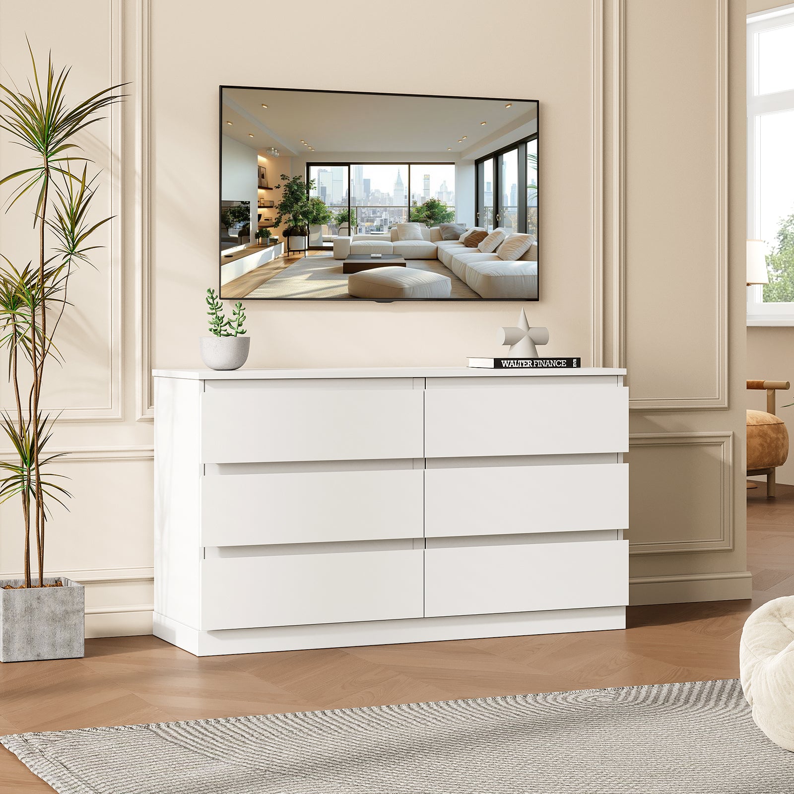 white gloss dresser Salone Double Easy maintenance with just a damp cloth Not only can this large chest of drawers with 7 deep and wide drawers store clothing ESF Furniture - Carmen Double