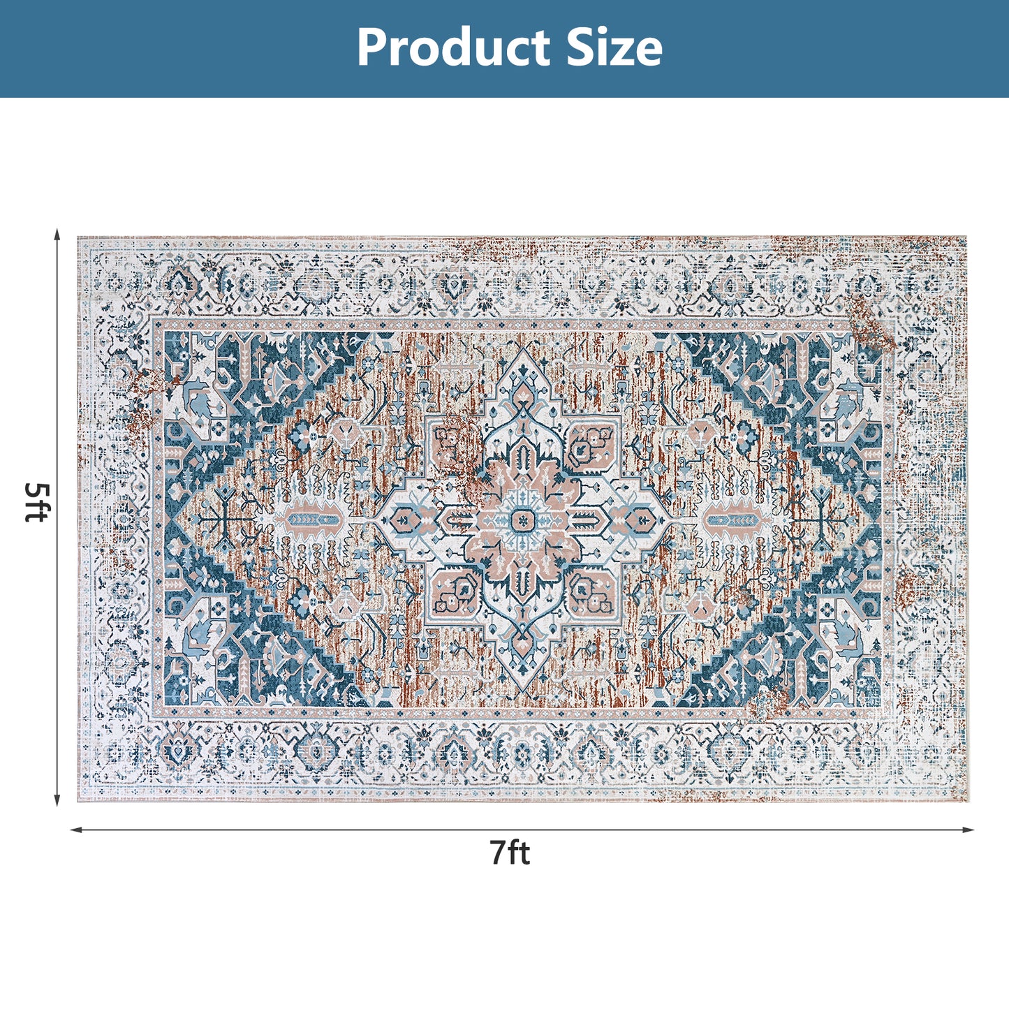 DOMQGA 5'x7' Area Rugs Modern Stylish Large Machine Washable Rugs for Living Room,Dining or Bedroom Foldable Home Decor Soft Nonslip Carpet