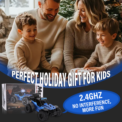 FAGINEY RC Cars with Spray Function 1:18 Off-Road Vehicle with LED Lights, 2 Batteries Included, Remote Control Toy Gift for Kids Adults, Blue