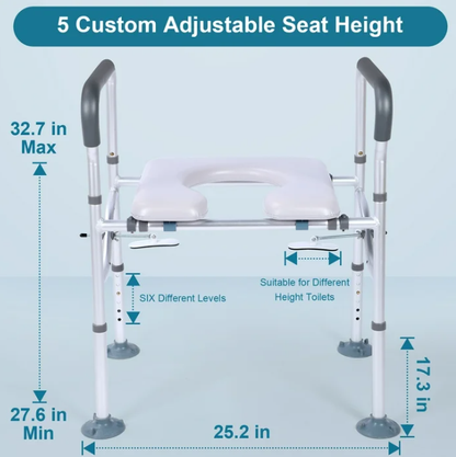 AMONSEE Raised Toilet Seat with Handles 400lbs, Adjustable Safety Toilet Chair for Elderly, Pregnant and Handicap