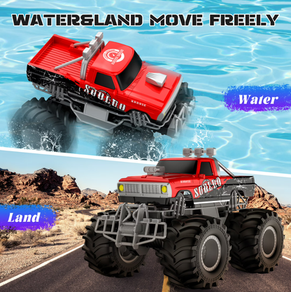 Amphibious RC Car 2.4GHz 1:16 All Terrain Waterproof Monster Truck & Boat for Kids, Perfect Christmas Gift for Boys Girls