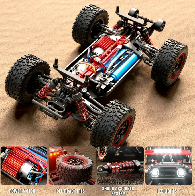 RC Cars 1:14 4WD High Speed Remote Control Truck 60+km/h Fast All Terrain Off Road RC Truck Toy Gifts for Kids Adults, 2 Batteries