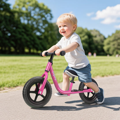 12-Inch Balance Bike No Pedal Lightweight Bike for Boys Girls 1.5 to 4 Years Old, Toddler Bike with Adjustable Seat, Carry Handle