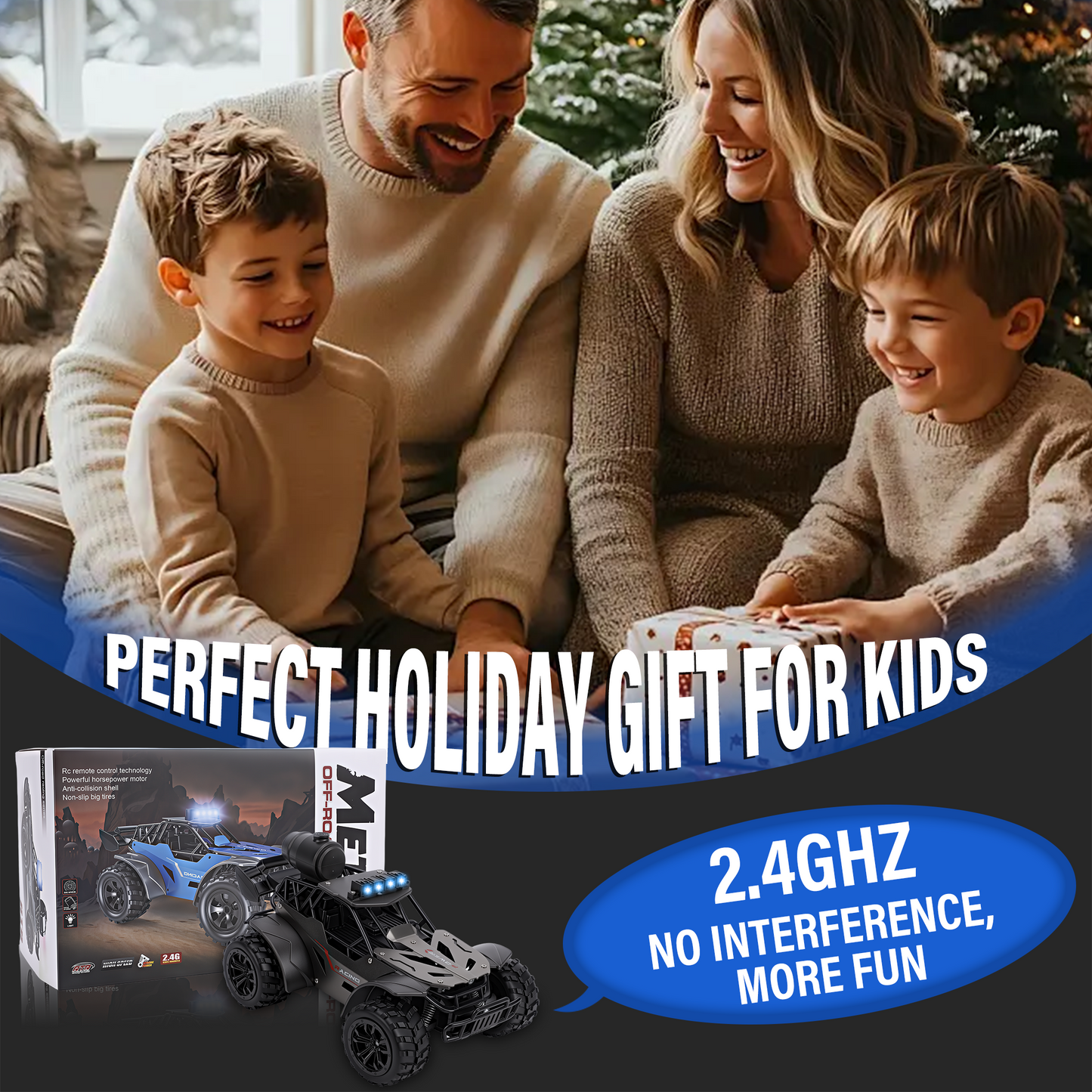 FAGINEY RC Cars with Spray Function 1:18 Off-Road Vehicle with LED Lights, 2 Batteries Included, Remote Control Toy Gift for Kids Adults, Grey