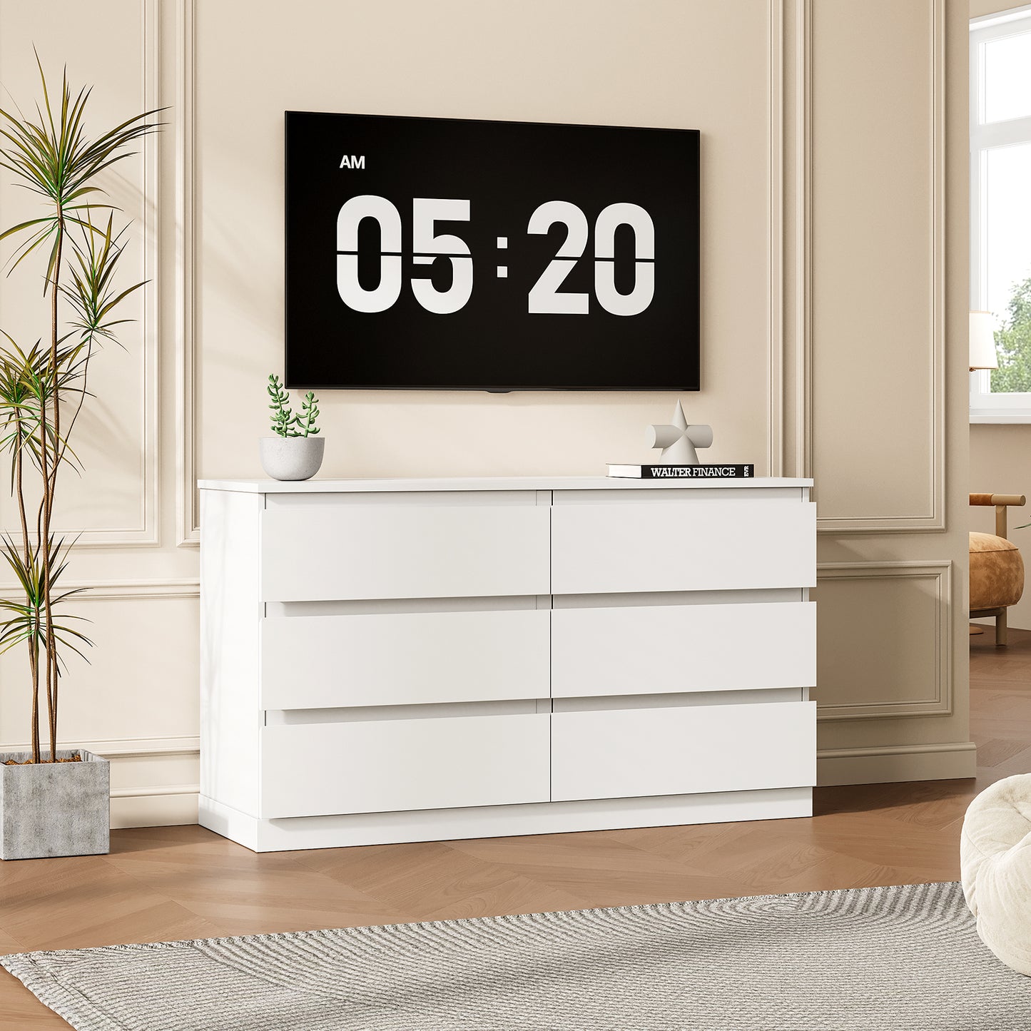 white dresser with deep drawers Garvee for Bedroom Tall 5 Drawer Dresser Metal Knobs Modern Wooden Double Chests of Drawers for Kids Bedroom Entryway Hallway in the Dressers department at and daily essentials neatly organized FUFU&GAGA White Wood Finish 6-Drawer