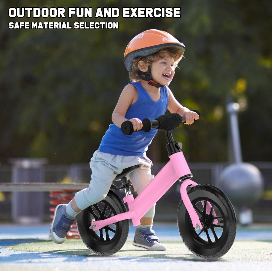 Kids 12'' Balance Bike Ride with Lighting up Wheels No Pedal Bike for Toddlers Age 2-5