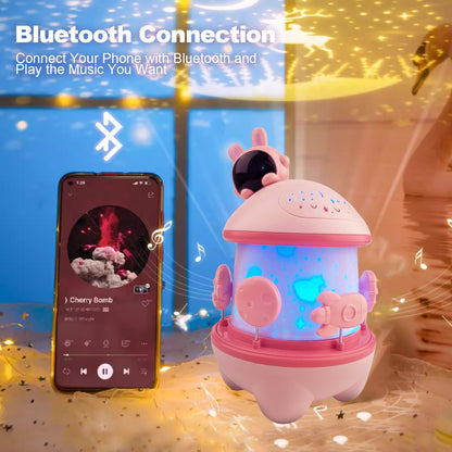 DOMQGA Night Light Projector,12 Films Soothing Sound Remote 360° Baby Night Light Projector,Birthday Christmas Gifts Kids Toys,Pink