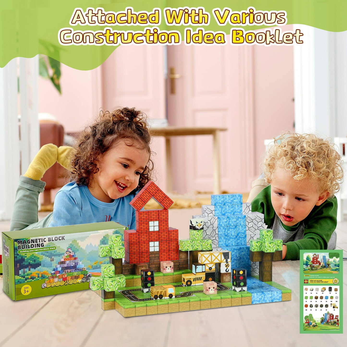 Crtynell 100pcs Magnetic Blocks - Build Magnet World Tiles Road Track Set For Boys & Girls Age 3-5 6-8, Sensory Toys for Toddlers Birthday Gifts for 3+ Years Old Girls Boys