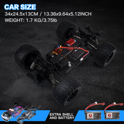 1:14 Brushless Fast RC Car for Adults Boys 45+MPH All Terrains 4X4 RTR High Speed Waterproof Remote Control Cars Truck Off Road RC Monster Truck 2 Batteries