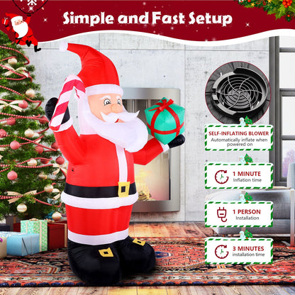 KALNUR 8 FT Christmas Inflatable Santa Claus Outdoor Decorations, Built-in LED Light, Xmas Outside Decor for Yard Garden Lawn