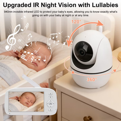 Baby Monitor No WiFi Upgrade with Camera and Audio 5 Inch LCD Screen 720P with 360° Pan Tilt 2X Zoom Night Vision 35hrs Standby Time for Multi Room Monitoring